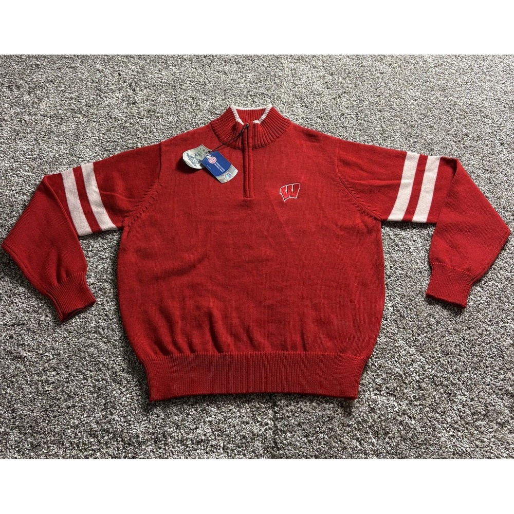 Crable University Of Wisconsin Badgers 1/4 Zip Sweater Pullover Mens Medium NWD